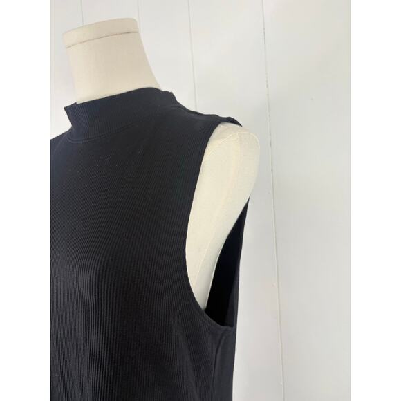 Abercrombie & Fitch Black Ribbed Sleeveless Mock Neck Midi Dress Womens Small - Picture 3 of 8